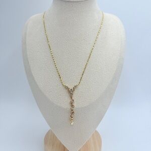 ICING Elegant Gold Tone Necklace with Crystal Rhinestones Accents